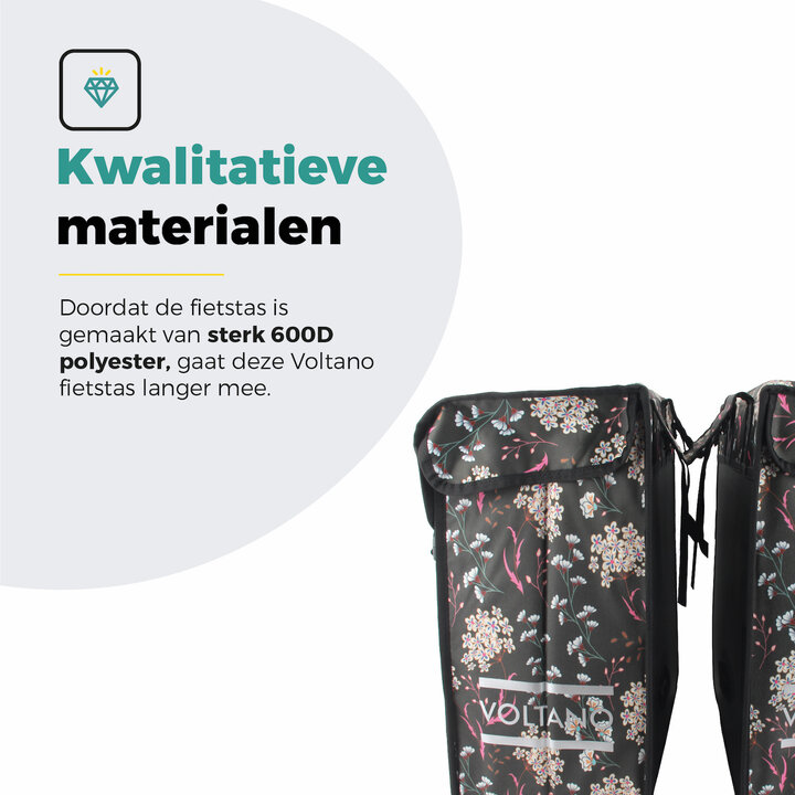 Voltano Dubbele Fietstas XXL - Pink Elegance - 60 Liter - Afstandhouder Optie