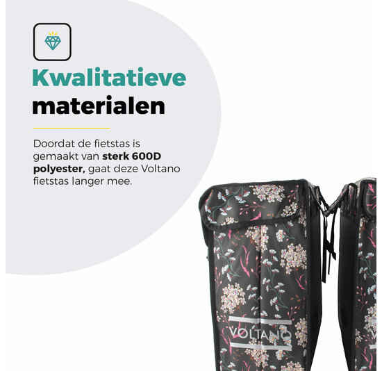 Voltano Dubbele Fietstas XXL - Pink Elegance - 60 Liter - Afstandhouder Optie