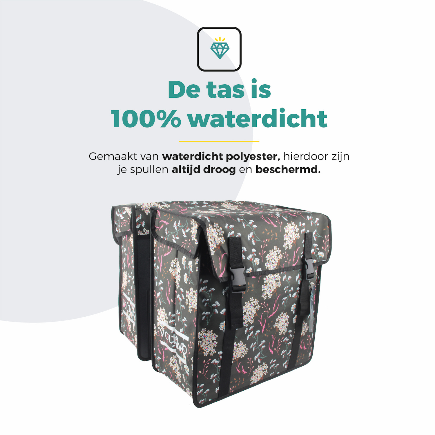 Voltano Dubbele Fietstas XXL - Pink Elegance - 60 Liter - Afstandhouder Optie