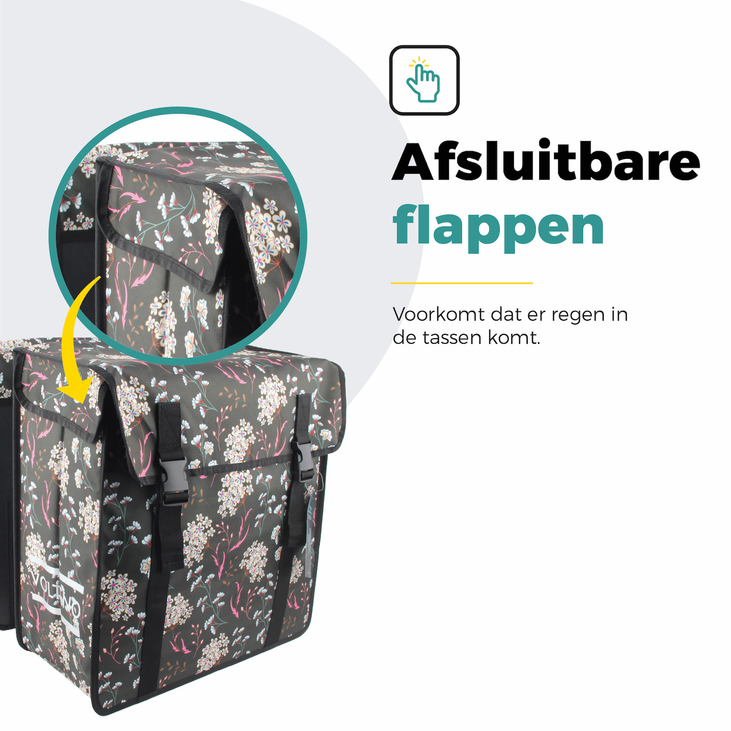 Voltano Dubbele Fietstas XXL - Pink Elegance - 60 Liter - Afstandhouder Optie