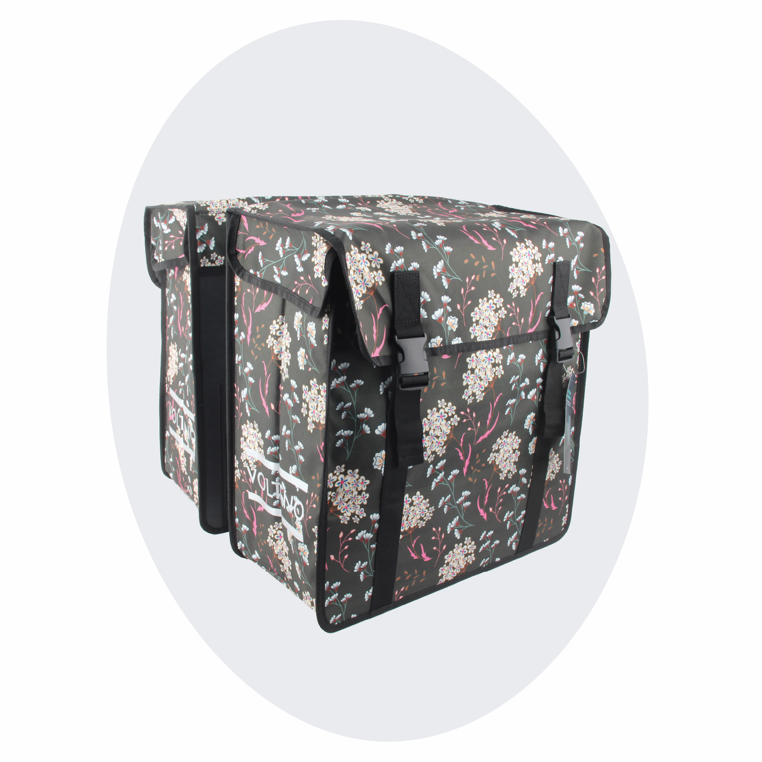 Voltano Dubbele Fietstas XXL - Pink Elegance - 60 Liter - Afstandhouder Optie