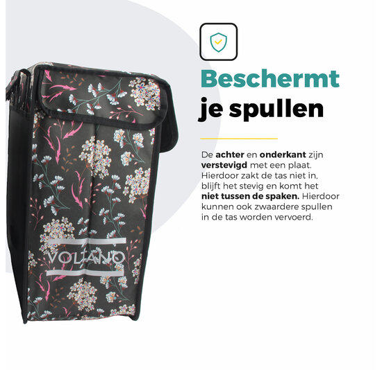 Voltano Dubbele Fietstas XXL - Pink Elegance - 60 Liter - Afstandhouder Optie