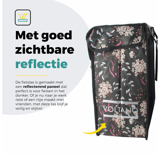 Voltano Dubbele Fietstas XXL - Pink Elegance - 60 Liter - Afstandhouder Optie