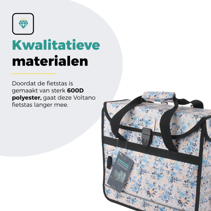 Voltano Voorgevormde Enkele Fietstas / Pakaftas - Light Flowers- 17L