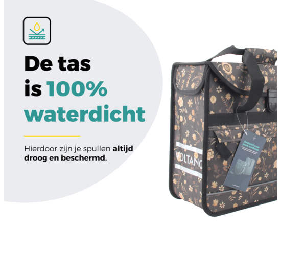 Voltano Voorgevormde Enkele Fietstas / Pakaftas - Black Leaves - 17L