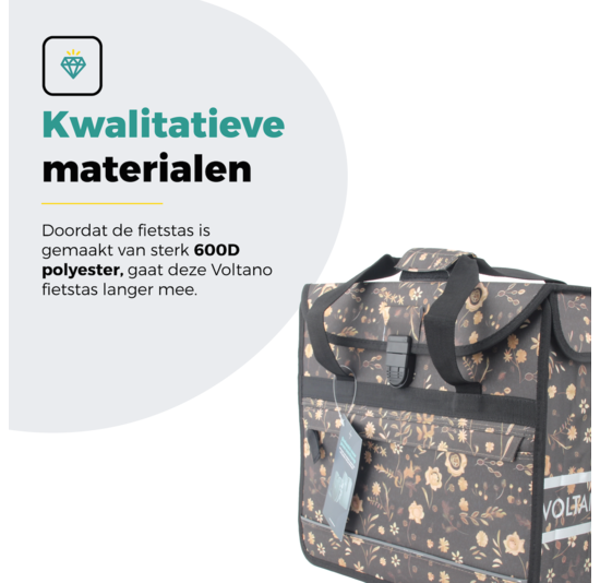 Voltano Voorgevormde Enkele Fietstas / Pakaftas - Black Leaves - 17L