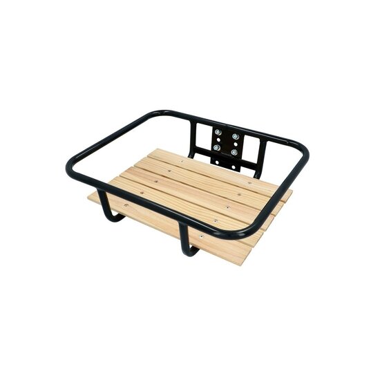 Dresco Voordrager Bagagedrager - Zwart Met Houten Inleg