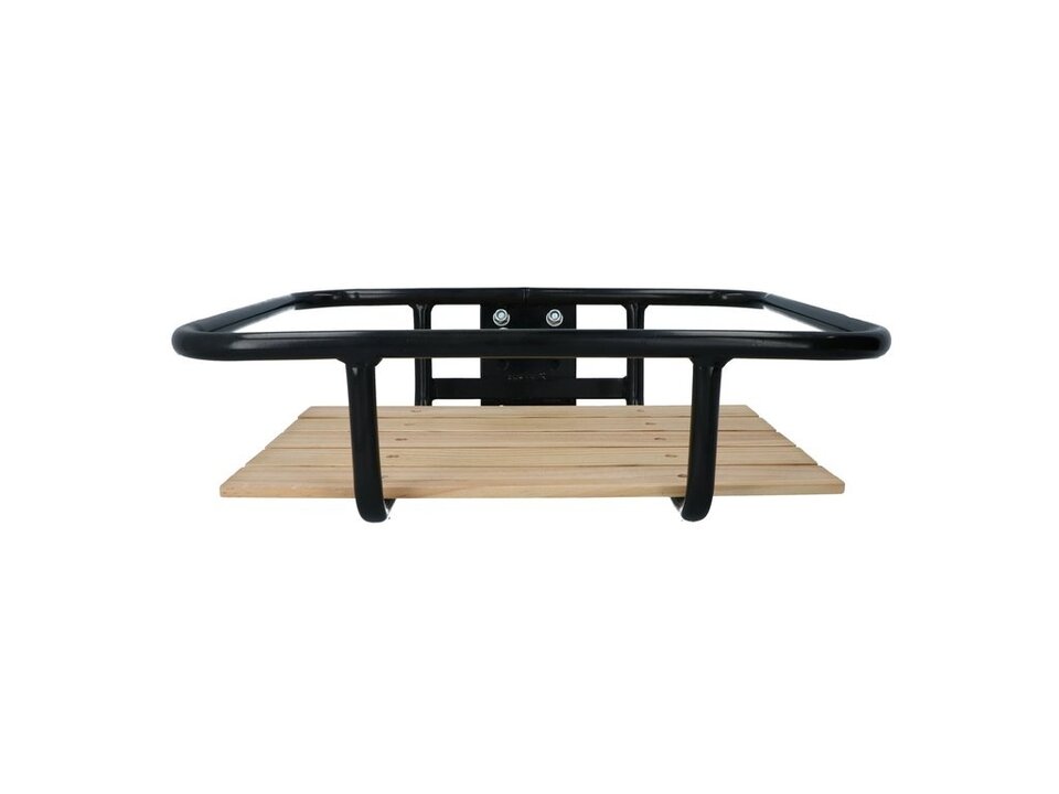 Dresco Voordrager Bagagedrager - Zwart Met Houten Inleg