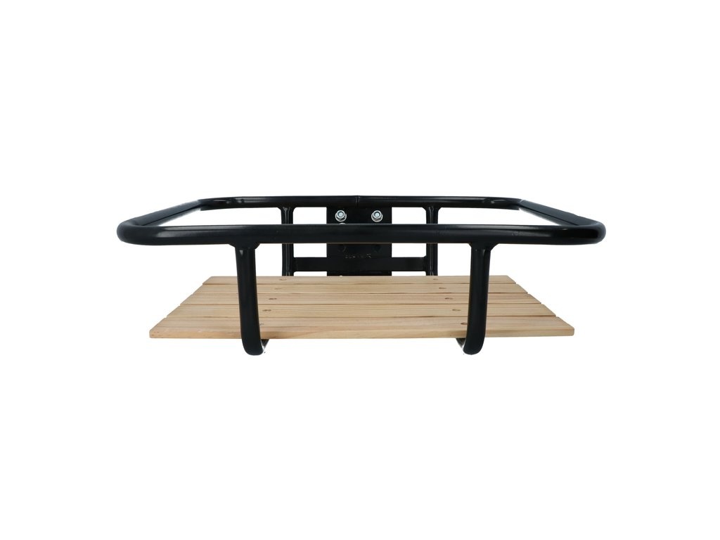 Dresco Voordrager Bagagedrager - Zwart Met Houten Inleg