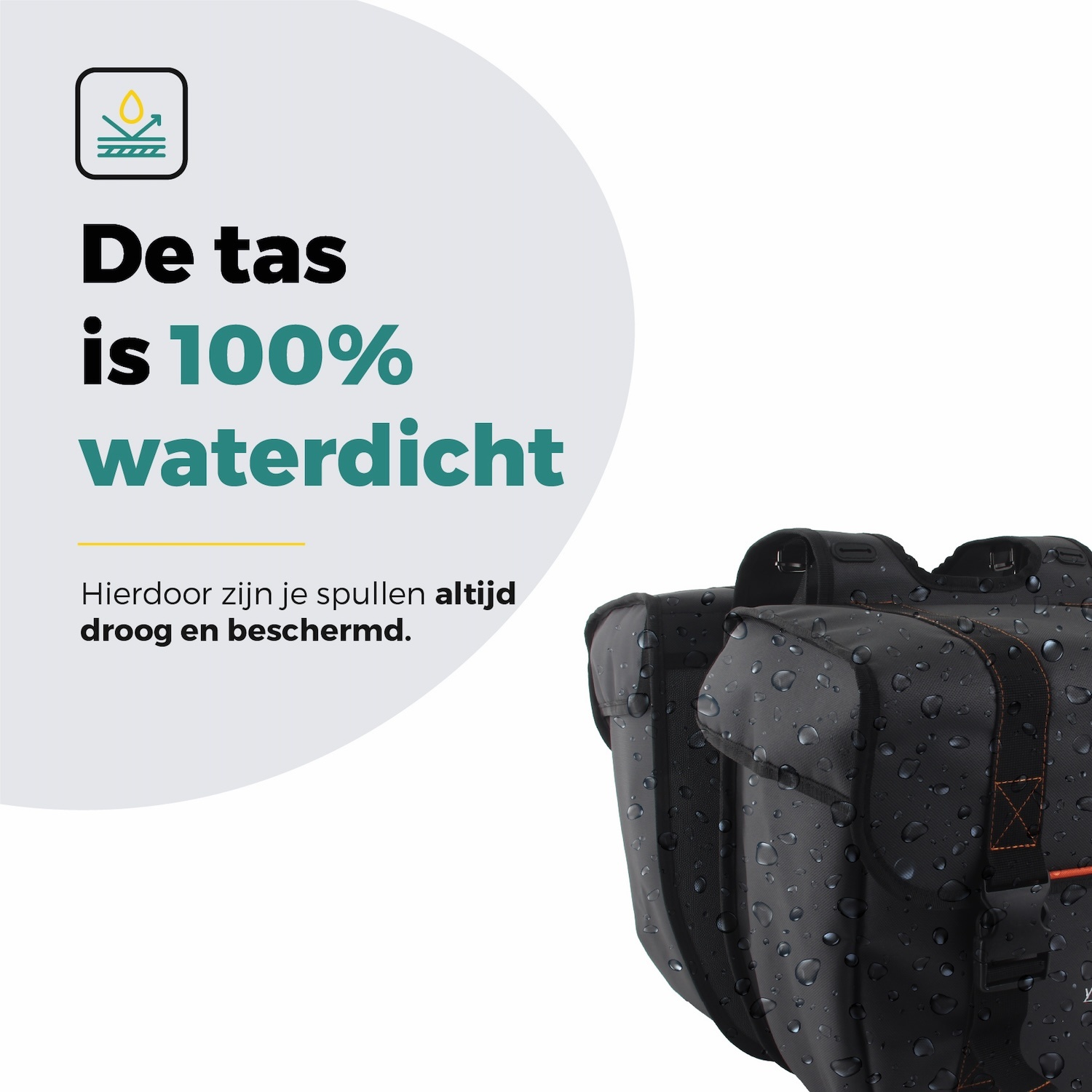 Voltano Dubbele Fietstas Premium Afgeschuind - Zwart - 44 Liter
