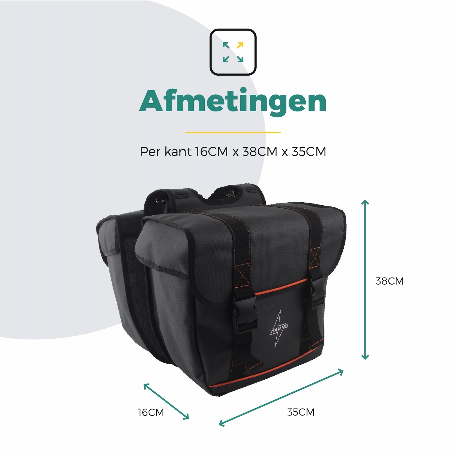 Voltano Dubbele Fietstas Premium Afgeschuind - Zwart - 44 Liter