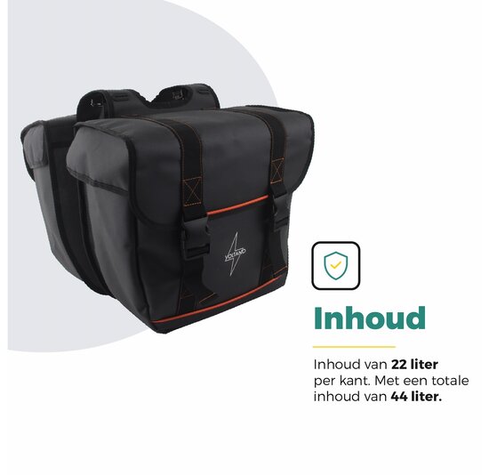 Voltano Dubbele Fietstas Premium Afgeschuind - Zwart - 44 Liter