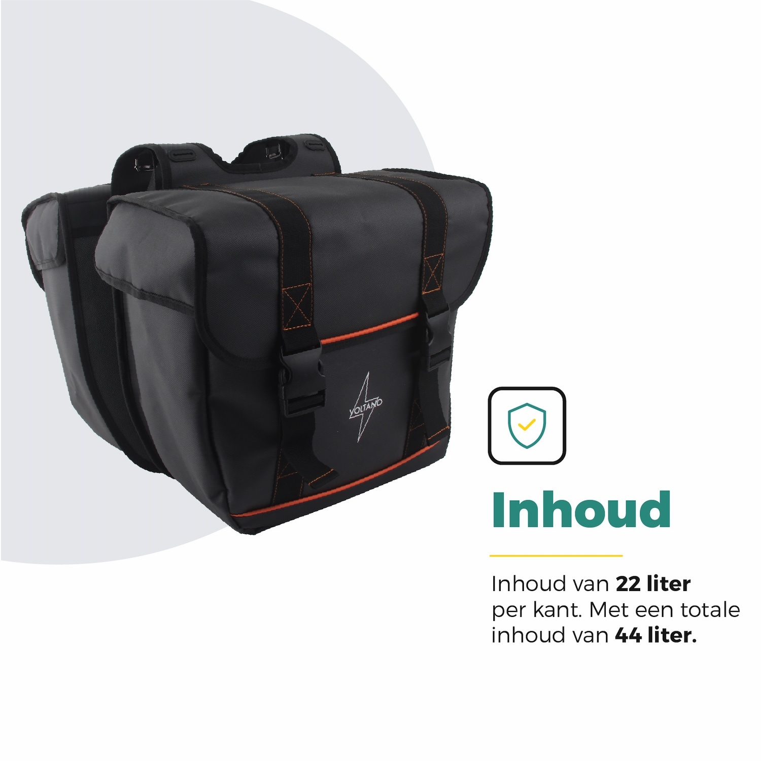 Voltano Dubbele Fietstas Premium Afgeschuind - Zwart - 44 Liter