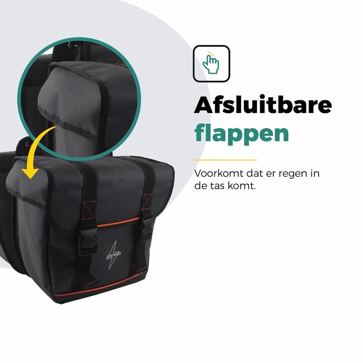 Voltano Dubbele Fietstas Premium Afgeschuind - Zwart - 44 Liter