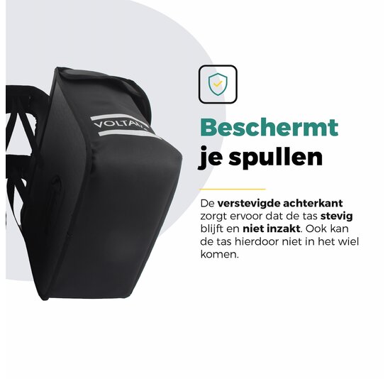 Voltano Dubbele Fietstas Premium Afgeschuind - Zwart - 44 Liter