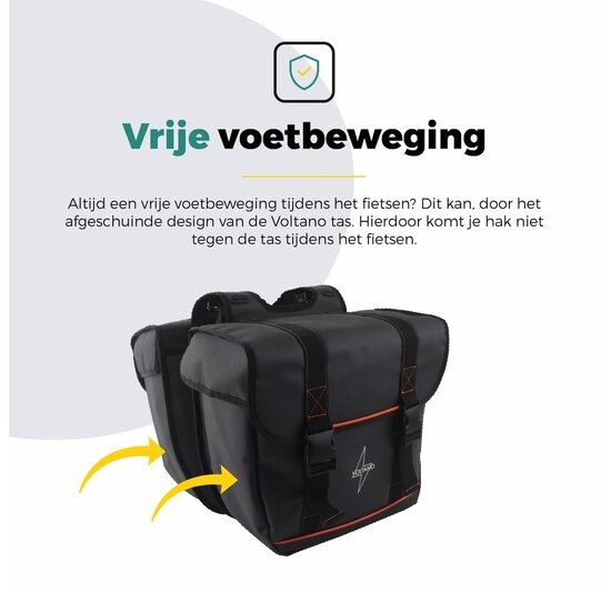 Voltano Dubbele Fietstas Premium Afgeschuind - Zwart - 44 Liter