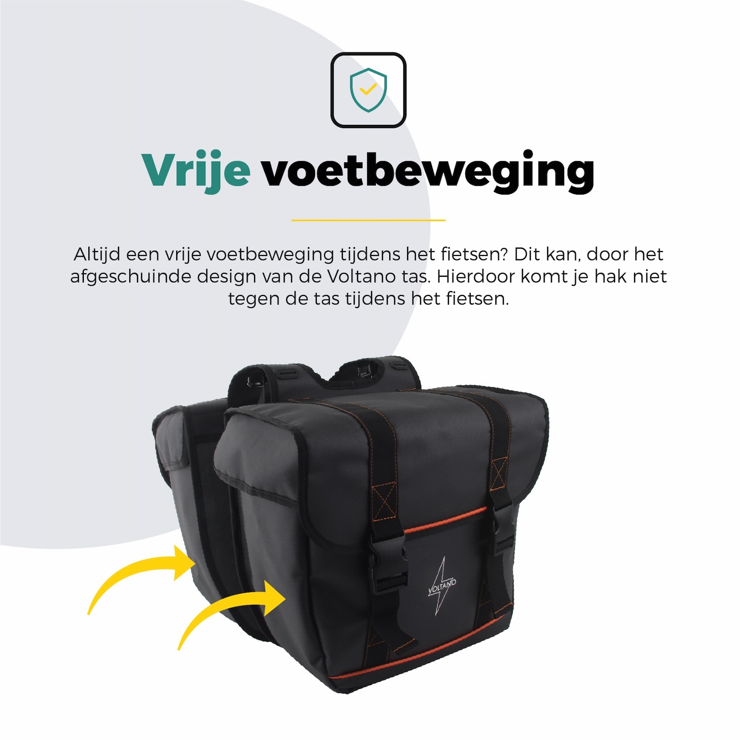 Voltano Dubbele Fietstas Premium Afgeschuind - Zwart - 44 Liter