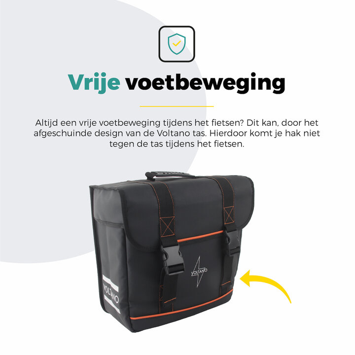 Voltano Enkele Fietstas Afgeschuind Rechts - Zwart - 22 Liter