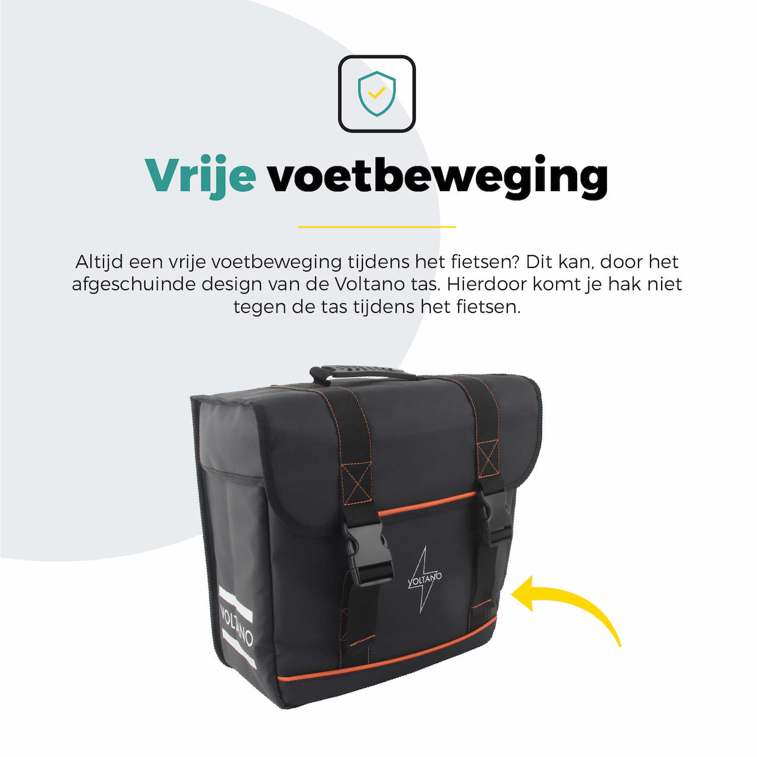 Voltano Enkele Fietstas Afgeschuind Rechts - Zwart - 22 Liter