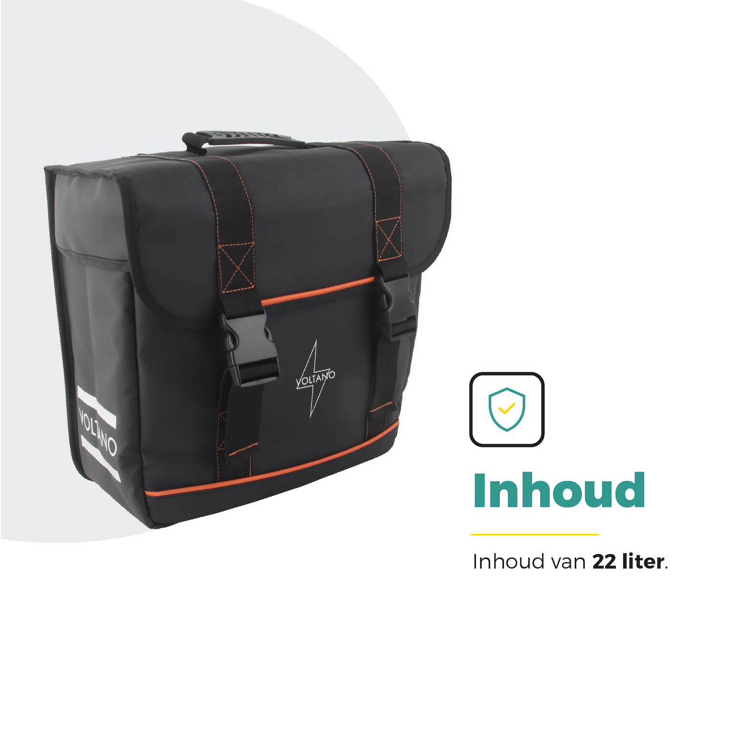 Voltano Enkele Fietstas Afgeschuind Rechts - Zwart - 22 Liter