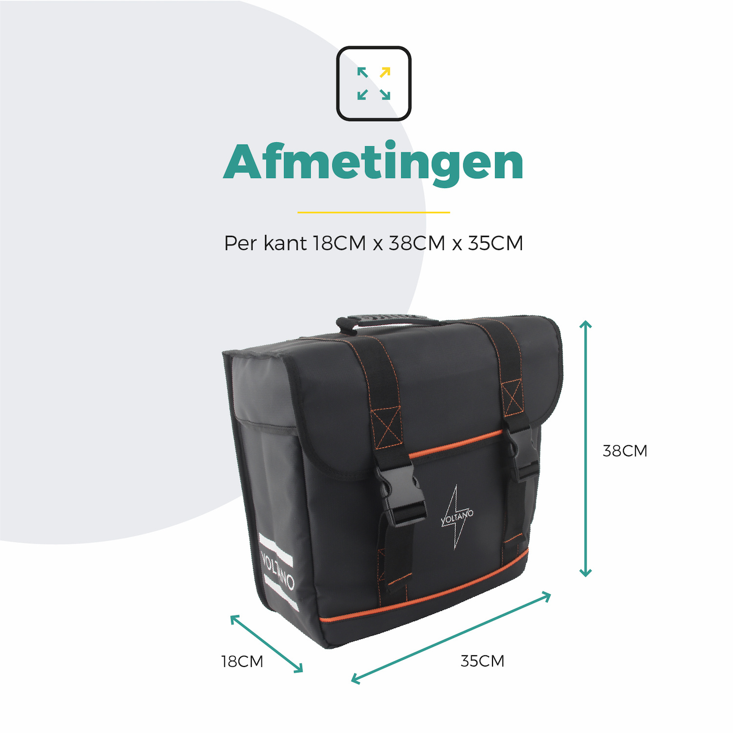 Voltano Enkele Fietstas Afgeschuind Rechts - Zwart - 22 Liter