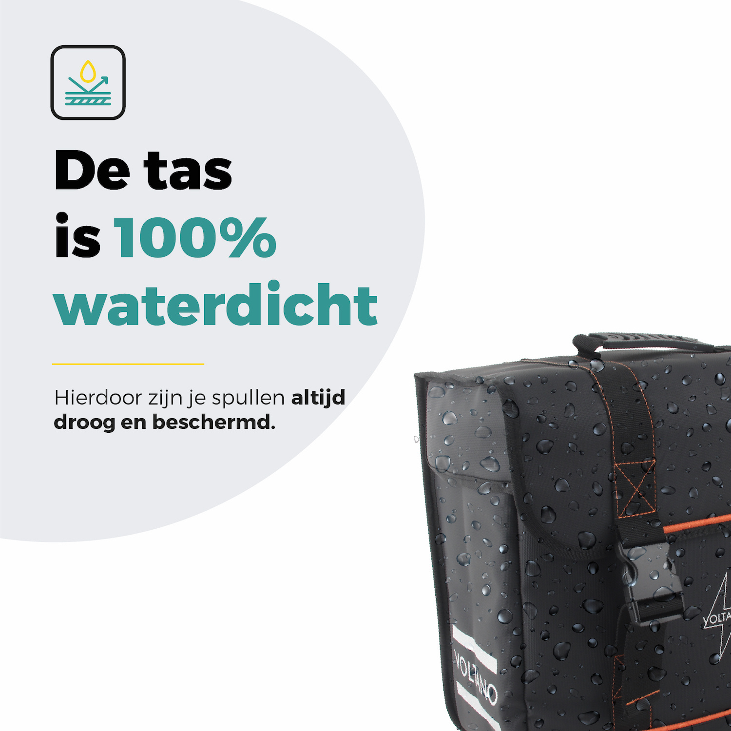 Voltano Enkele Fietstas Afgeschuind Rechts - Zwart - 22 Liter