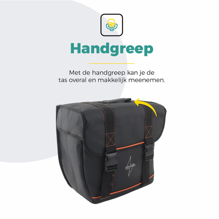 Voltano Enkele Fietstas Afgeschuind Links - Zwart - 22 Liter