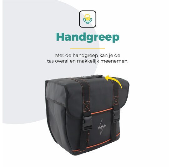 Voltano Enkele Fietstas Afgeschuind Links - Zwart - 22 Liter