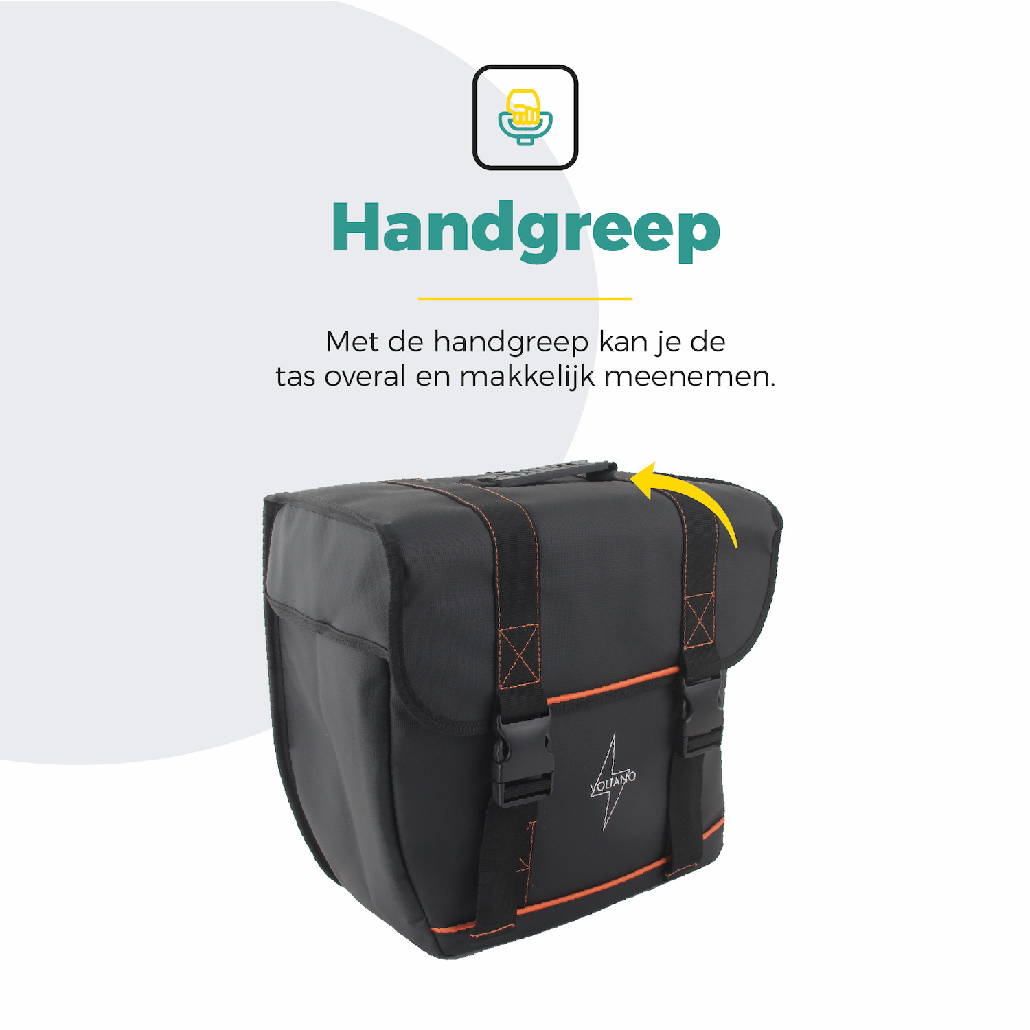 Voltano Enkele Fietstas Afgeschuind Links - Zwart - 22 Liter