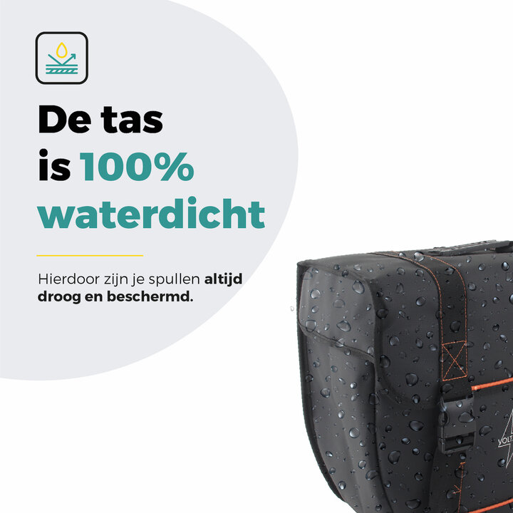 Voltano Enkele Fietstas Afgeschuind Links - Zwart - 22 Liter