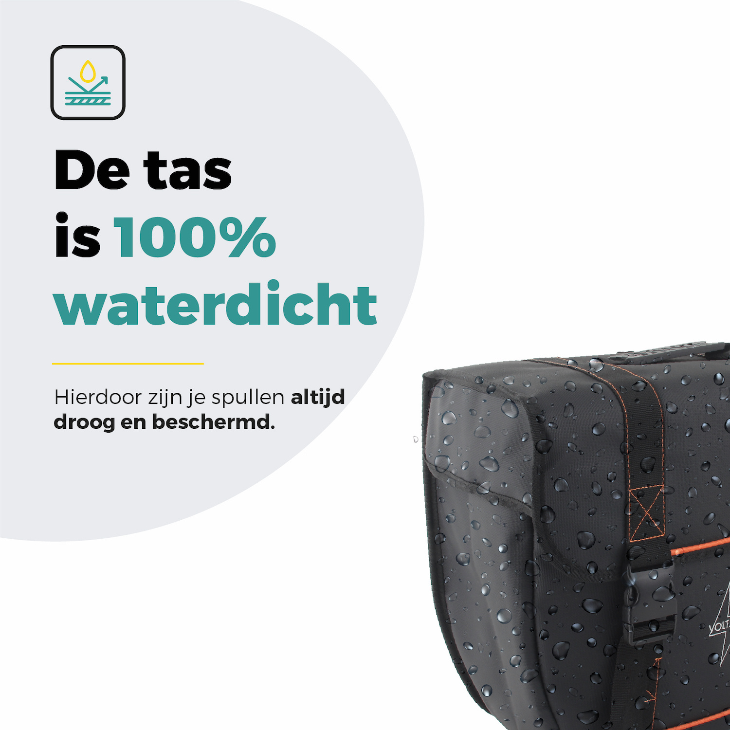 Voltano Enkele Fietstas Afgeschuind Links - Zwart - 22 Liter