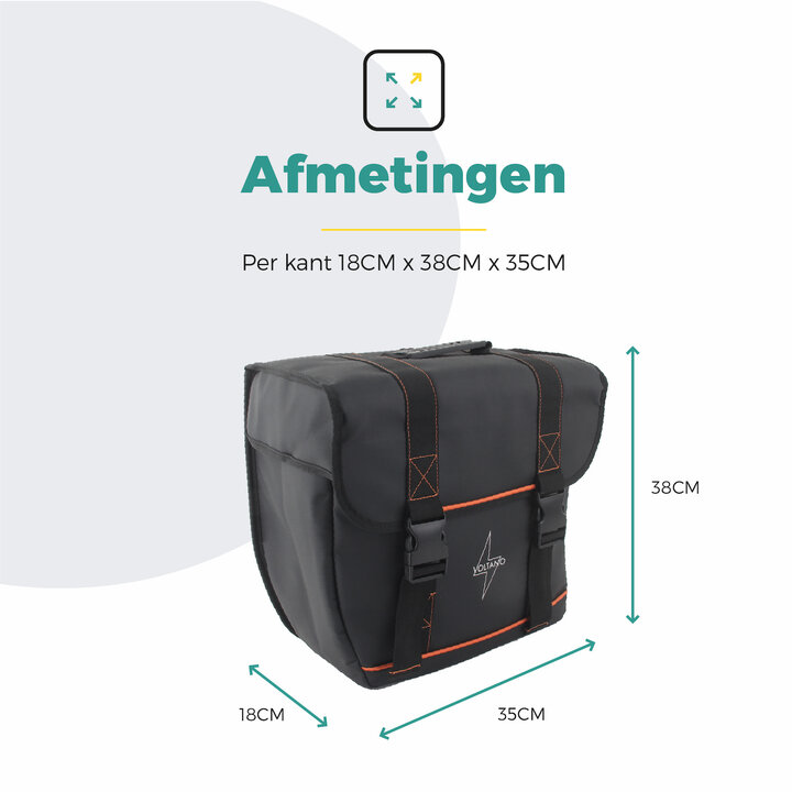 Voltano Enkele Fietstas Afgeschuind Links - Zwart - 22 Liter