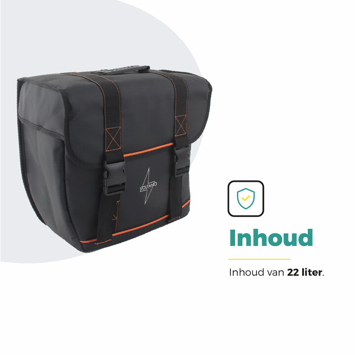 Voltano Enkele Fietstas Afgeschuind Links - Zwart - 22 Liter