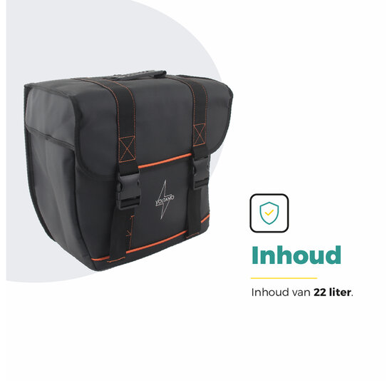 Voltano Enkele Fietstas Afgeschuind Links - Zwart - 22 Liter