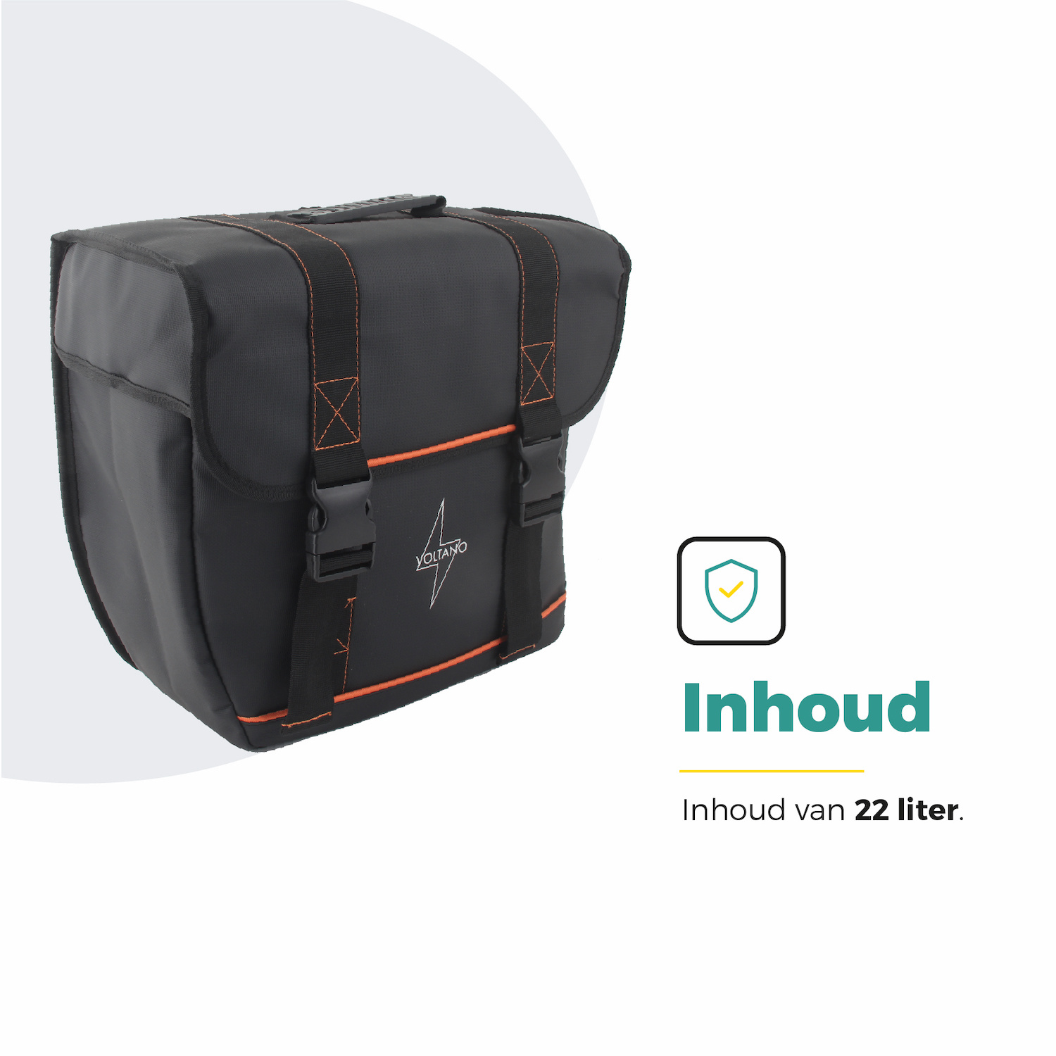 Voltano Enkele Fietstas Afgeschuind Links - Zwart - 22 Liter