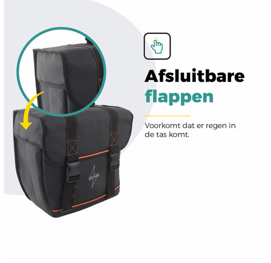 Voltano Enkele Fietstas Afgeschuind Links - Zwart - 22 Liter