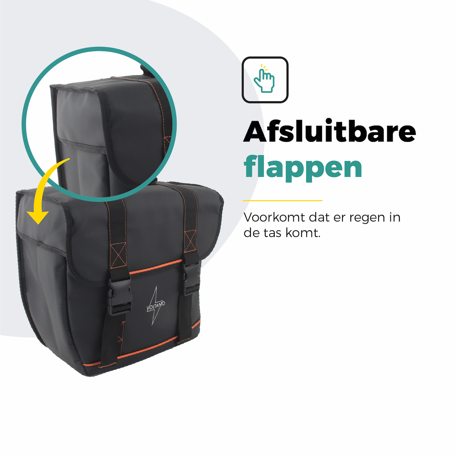 Voltano Enkele Fietstas Afgeschuind Links - Zwart - 22 Liter