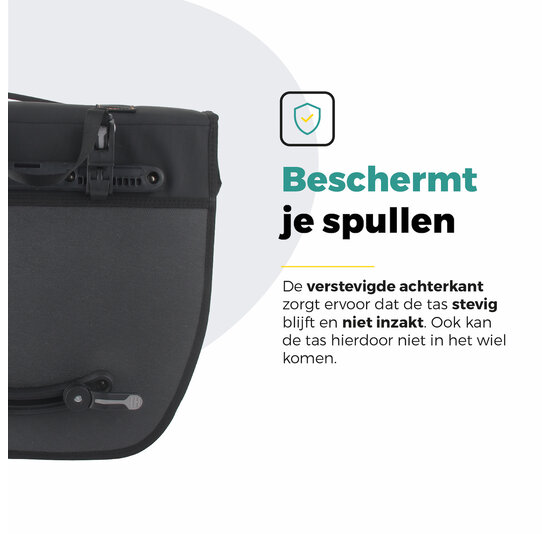 Voltano Enkele Fietstas Afgeschuind Links - Zwart - 22 Liter