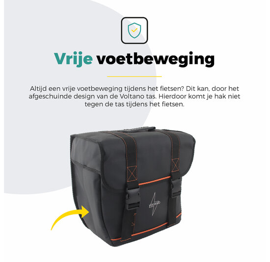 Voltano Enkele Fietstas Afgeschuind Links - Zwart - 22 Liter