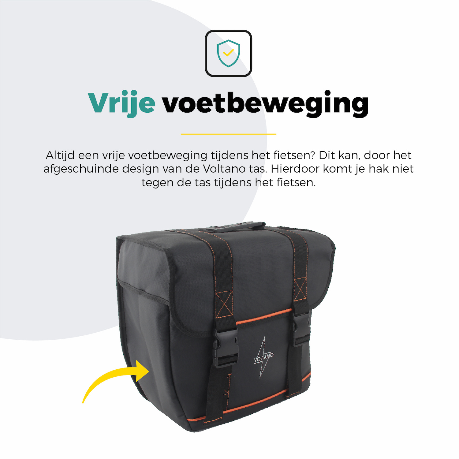 Voltano Enkele Fietstas Afgeschuind Links - Zwart - 22 Liter