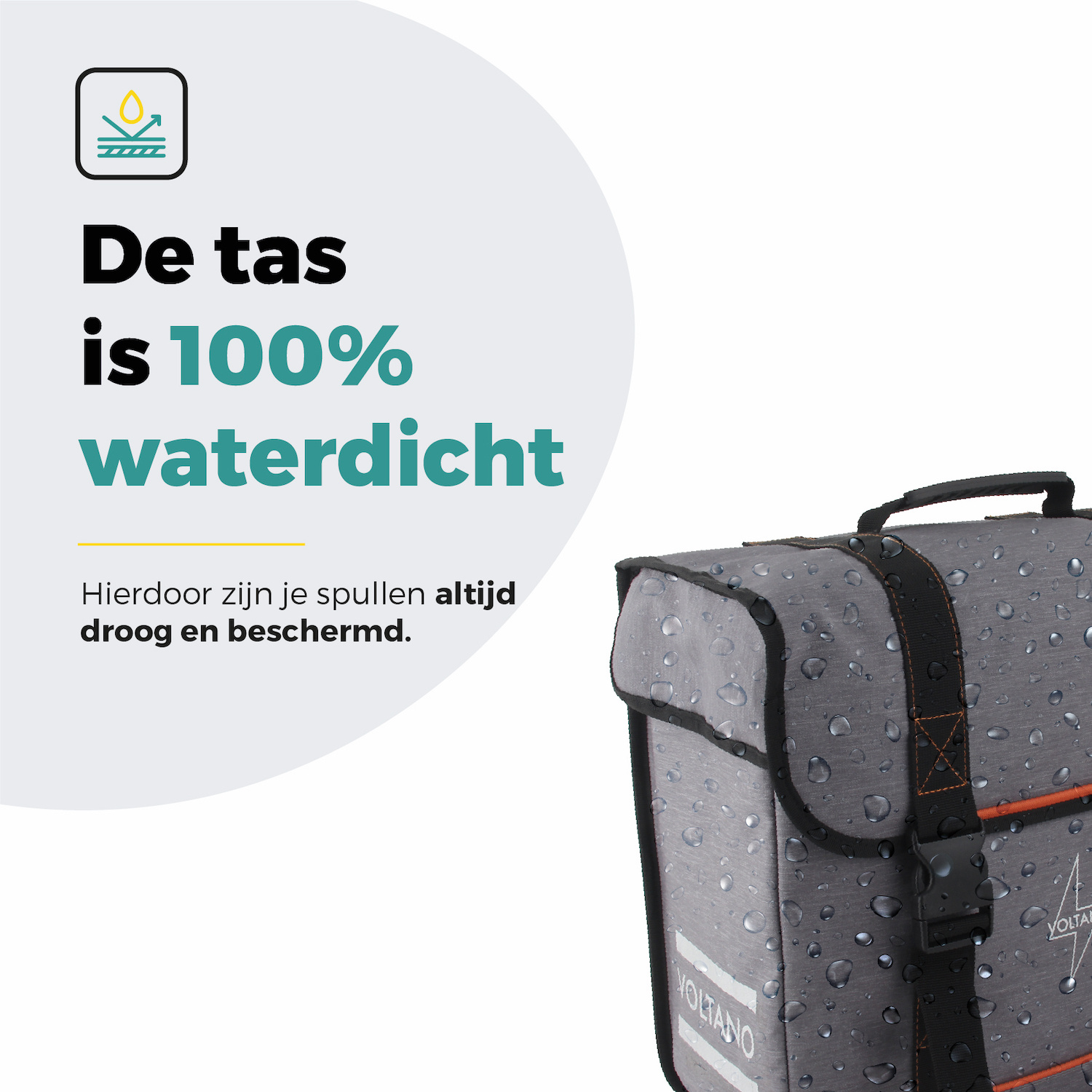 Voltano Enkele Fietstas Afgeschuind Rechts - Grijs - 22 Liter