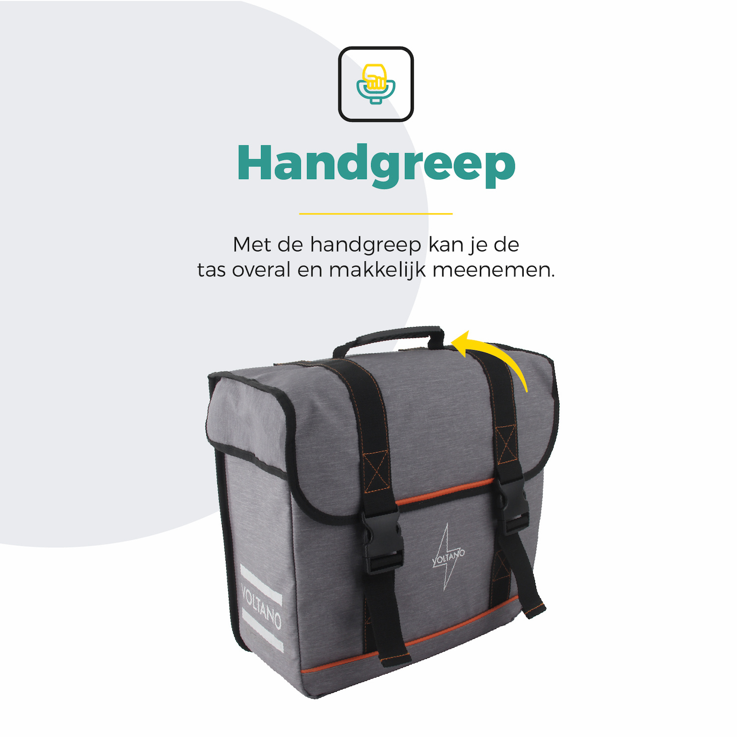 Voltano Enkele Fietstas Afgeschuind Rechts - Grijs - 22 Liter