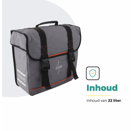 Voltano Enkele Fietstas Afgeschuind Rechts - Grijs - 22 Liter