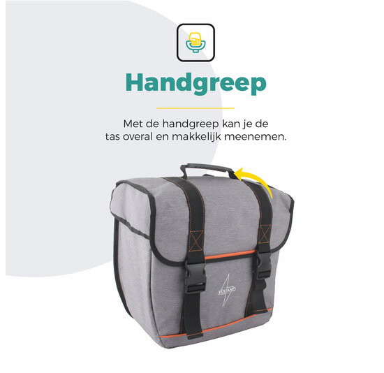 Voltano Enkele Fietstas Afgeschuind Links - Grijs - 22 Liter