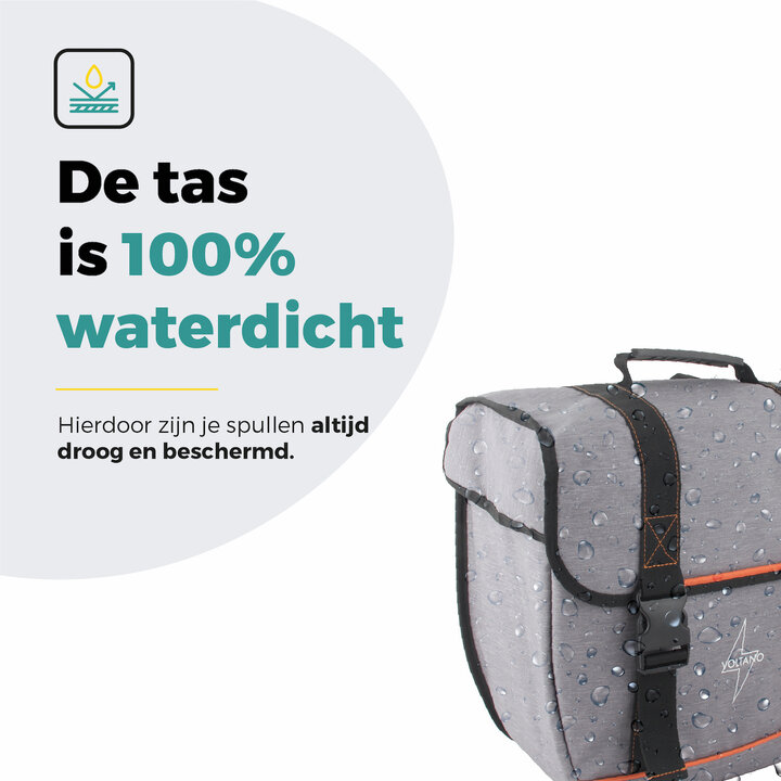 Voltano Enkele Fietstas Afgeschuind Links - Grijs - 22 Liter