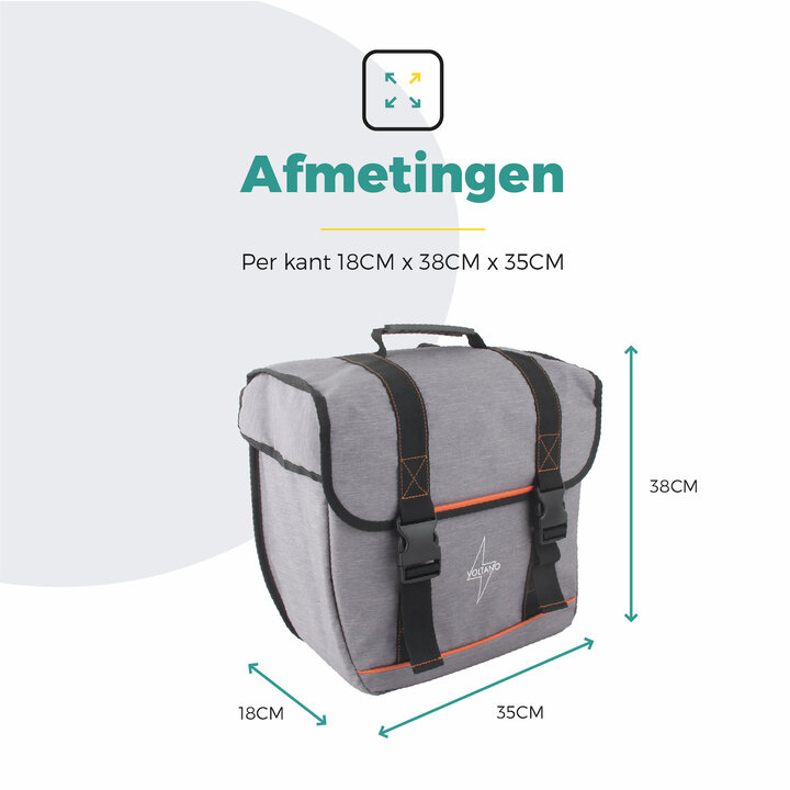 Voltano Enkele Fietstas Afgeschuind Links - Grijs - 22 Liter