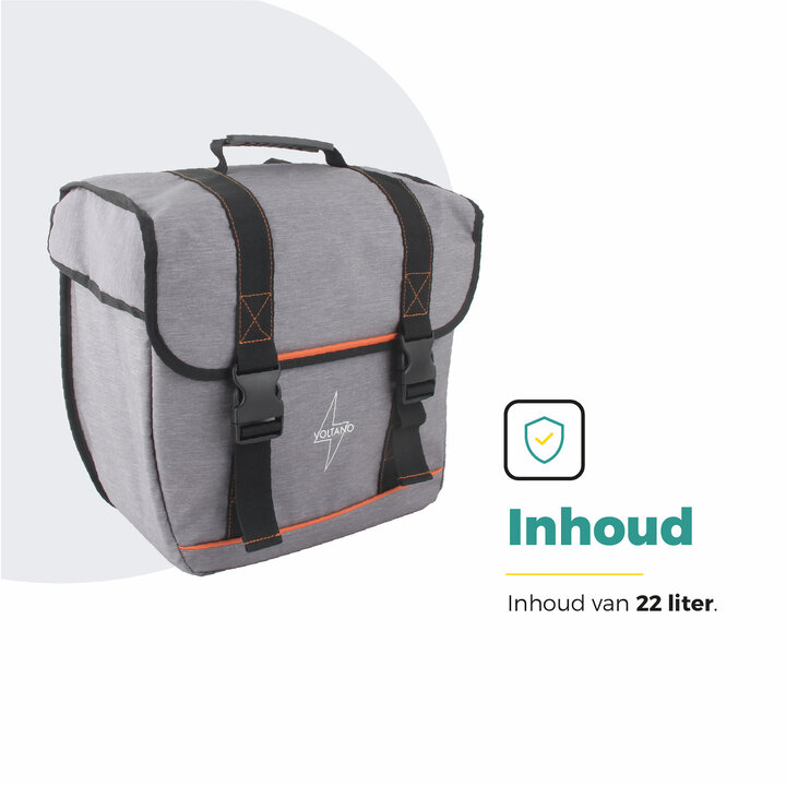 Voltano Enkele Fietstas Afgeschuind Links - Grijs - 22 Liter