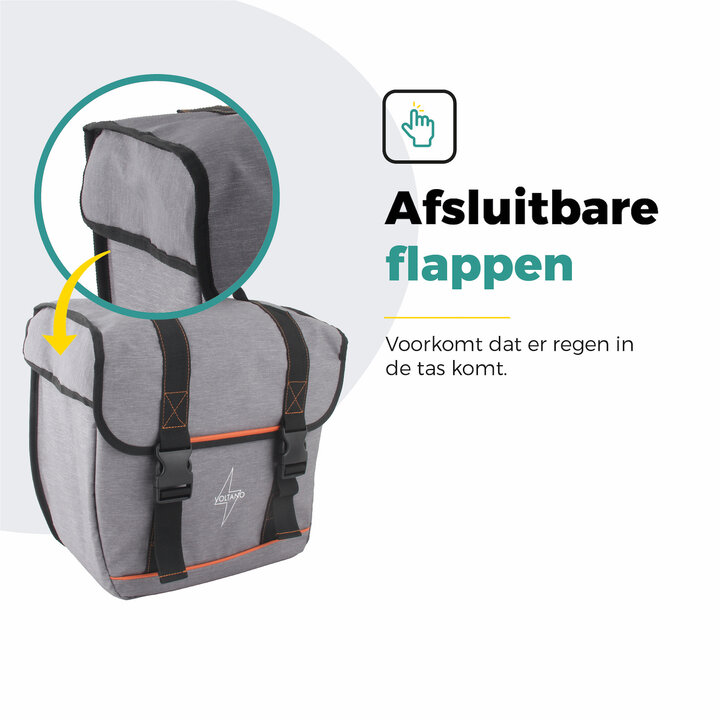 Voltano Enkele Fietstas Afgeschuind Links - Grijs - 22 Liter