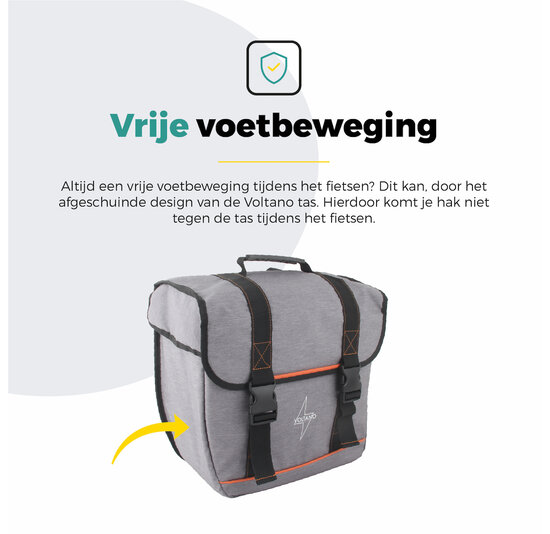 Voltano Enkele Fietstas Afgeschuind Links - Grijs - 22 Liter