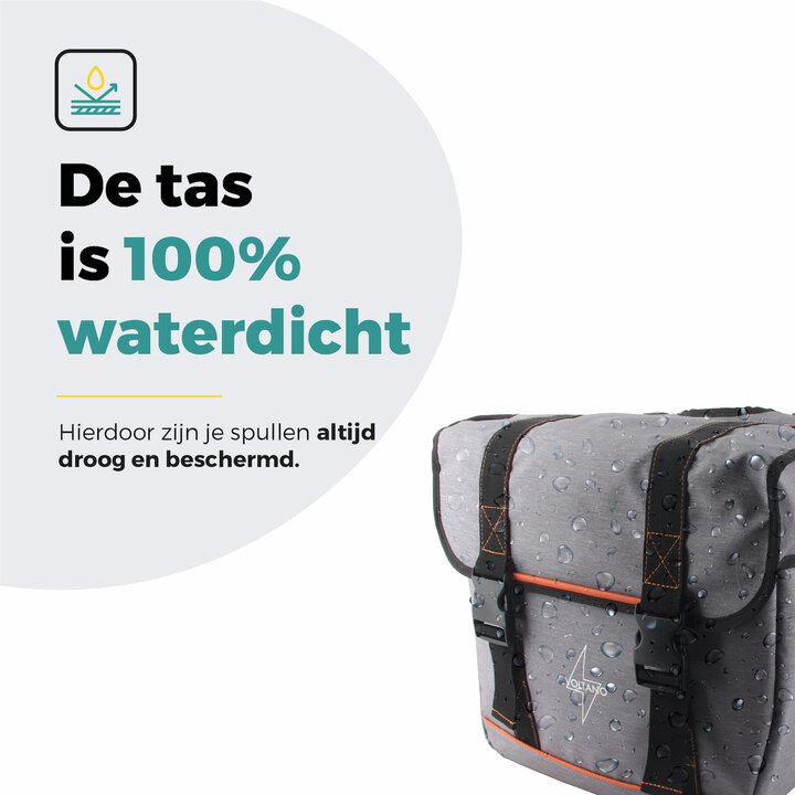 Voltano Dubbele Fietstas Premium Afgeschuind - Grijs - 44 Liter